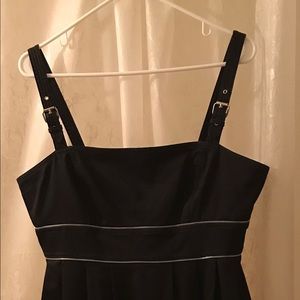 Maggie London black denim zipped/strapped dress